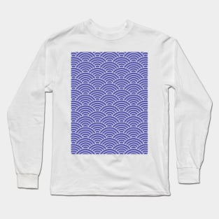 blue seigaiha japanese wave pattern Long Sleeve T-Shirt